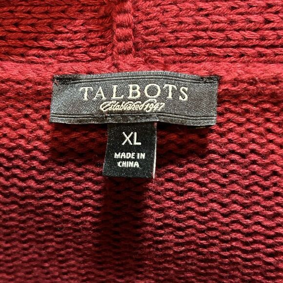 Talbots Womens XL Red Open Front Cardigan Cotton Sweater - Picture 3 of 4